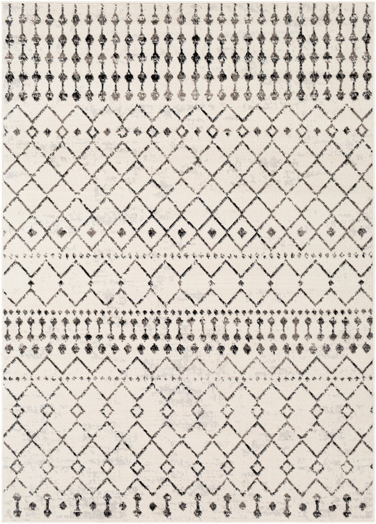 Tapis Berbère Ethnique Blanc/Noir Heze