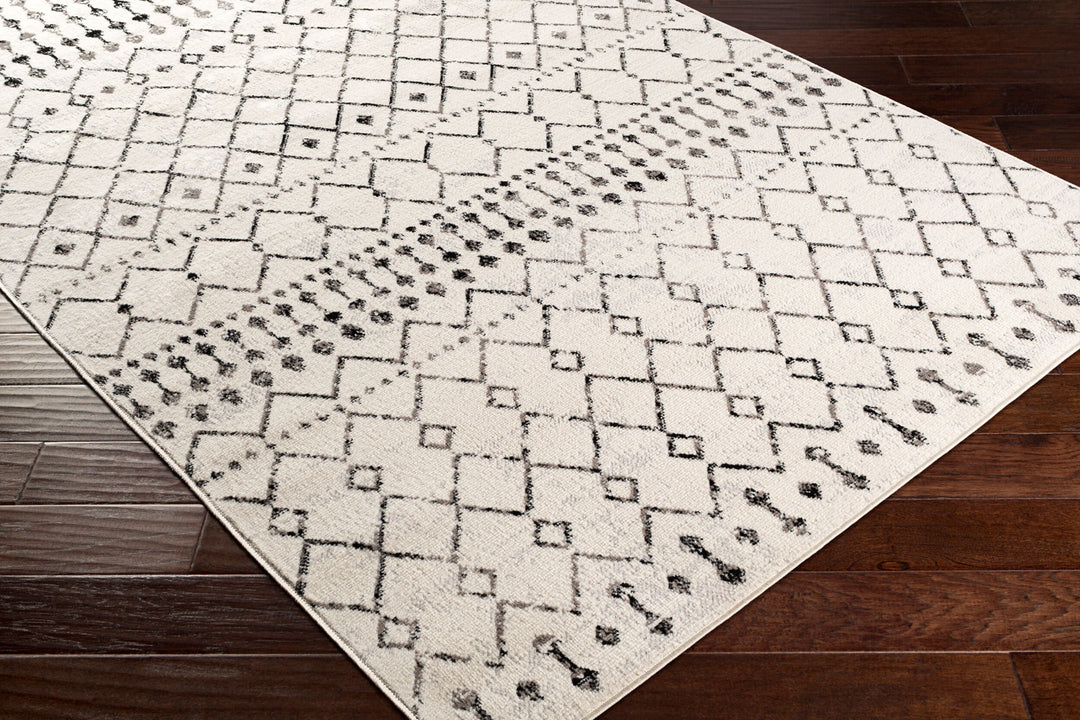 Tapis Berbère Ethnique Blanc/Noir Heze