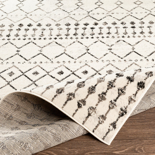 Tapis Berbère Ethnique Blanc/Noir Heze