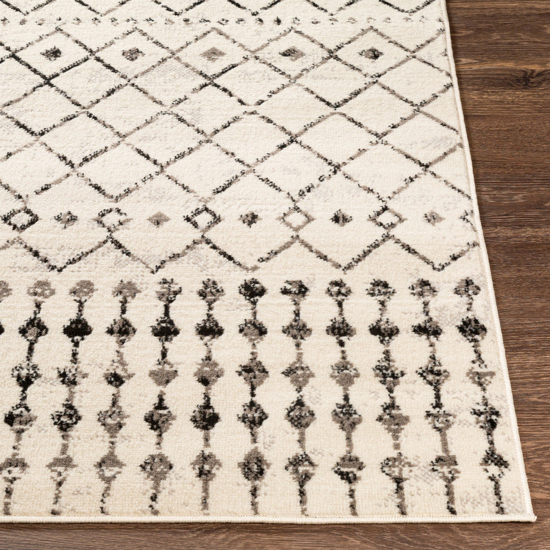 Tapis Rond Berbère Ethnique Blanc/Noir Rond Heze