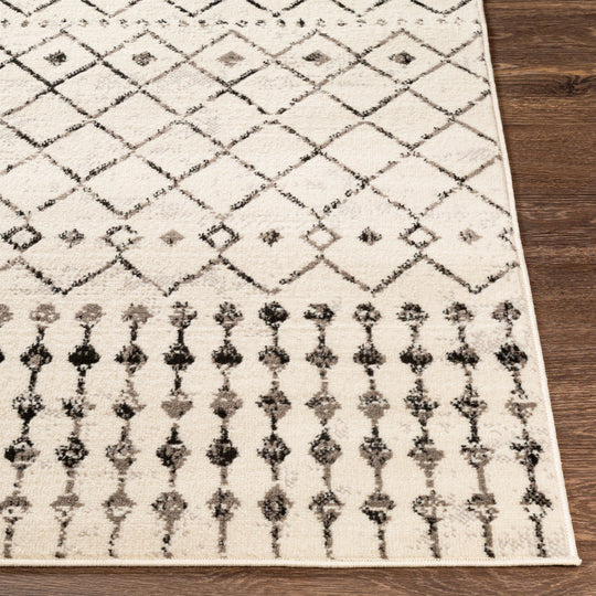 Tapis Rond Berbère Ethnique Blanc/Noir Rond Heze