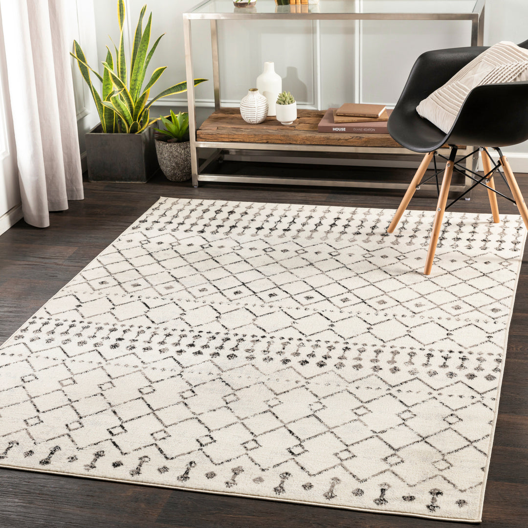 Tapis Berbère Ethnique Blanc/Noir Heze