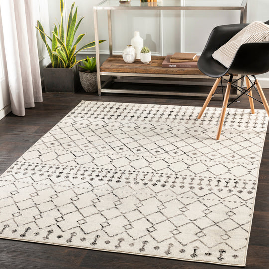 Tapis Berbère Ethnique Blanc/Noir Heze