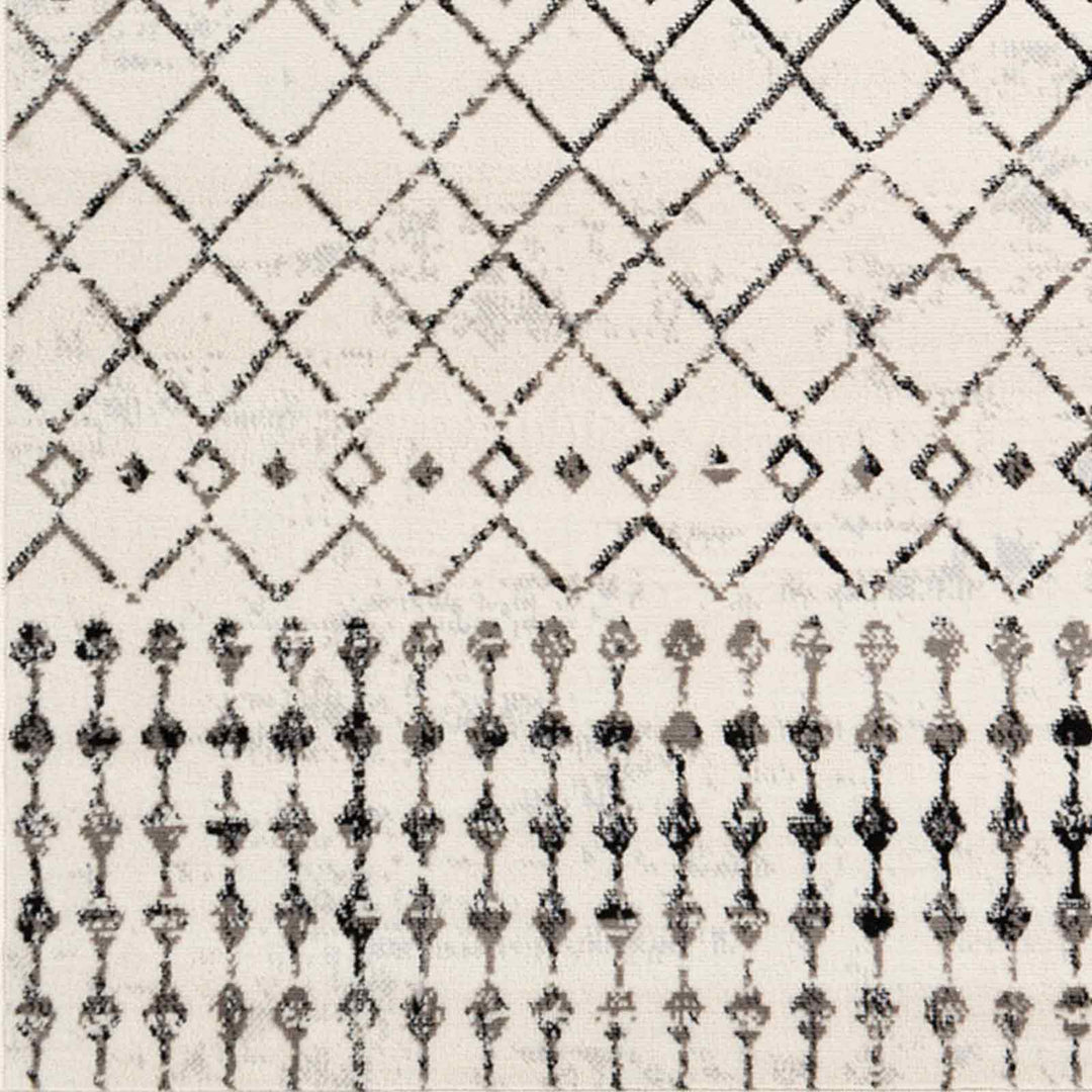 Tapis Berbère Ethnique Blanc/Noir Heze