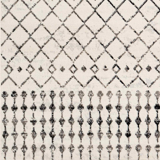 Tapis Berbère Ethnique Blanc/Noir Heze
