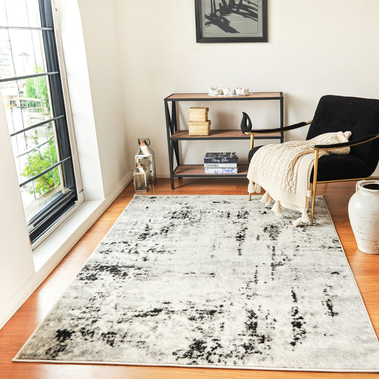 Tapis Abstrait Moderne Blanc/Gris Jordan 200x275cm