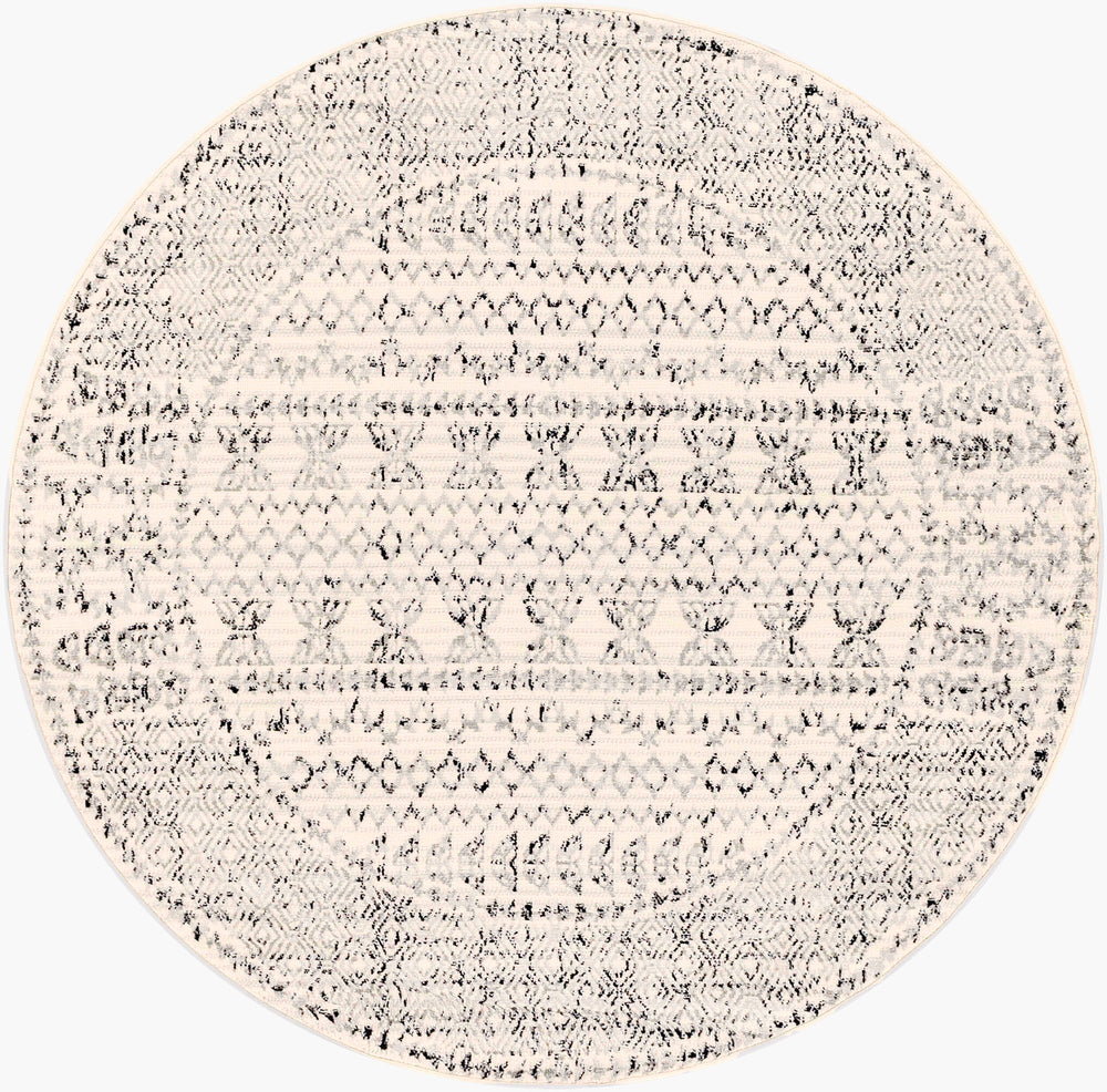 Tapis Rond Scandinave Bohème Blanc/Noir Rond Ipoh