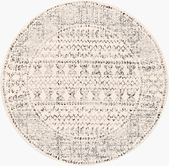 Tapis Rond Scandinave Bohème Blanc/Noir Rond Ipoh