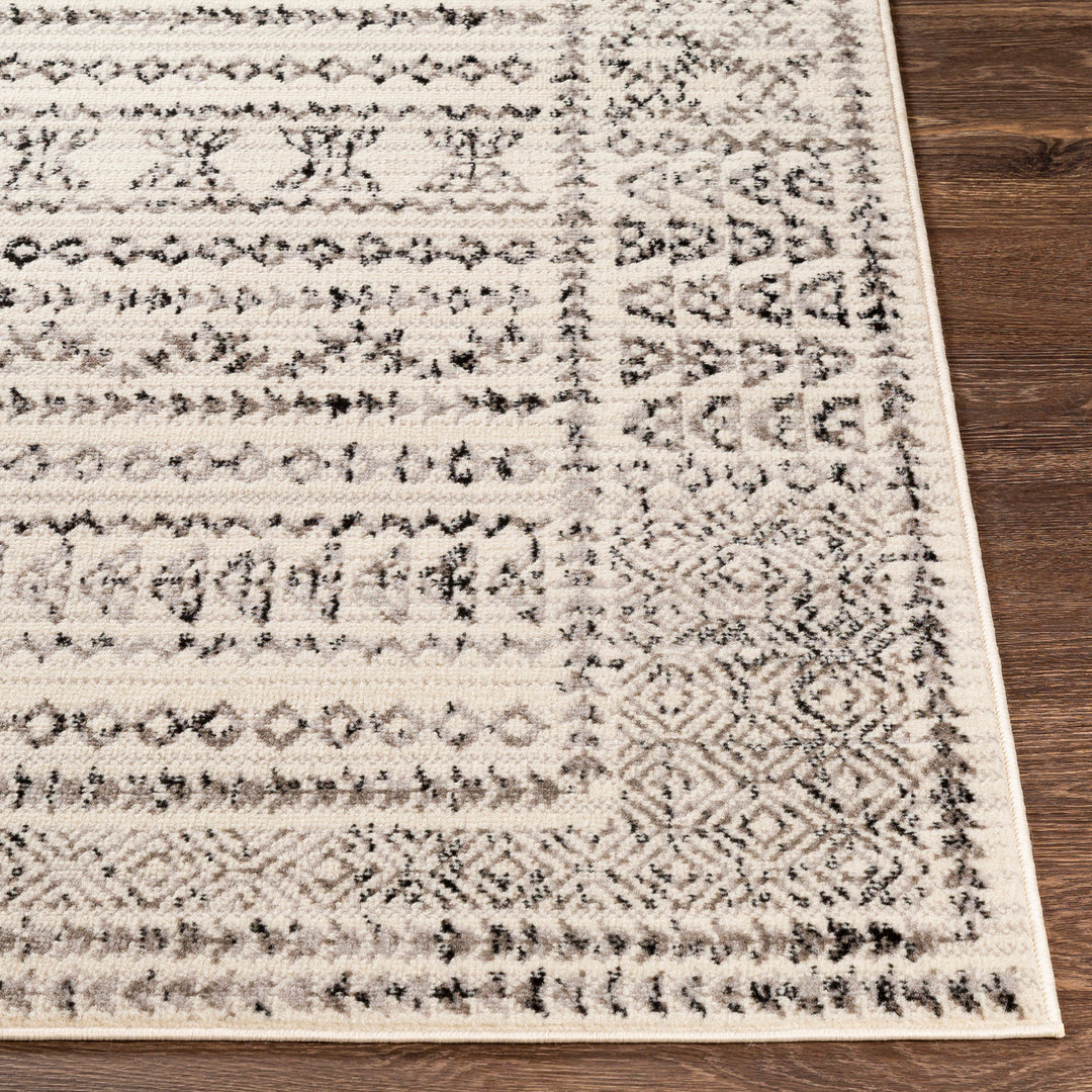 Tapis Rond Scandinave Bohème Blanc/Noir Rond Ipoh