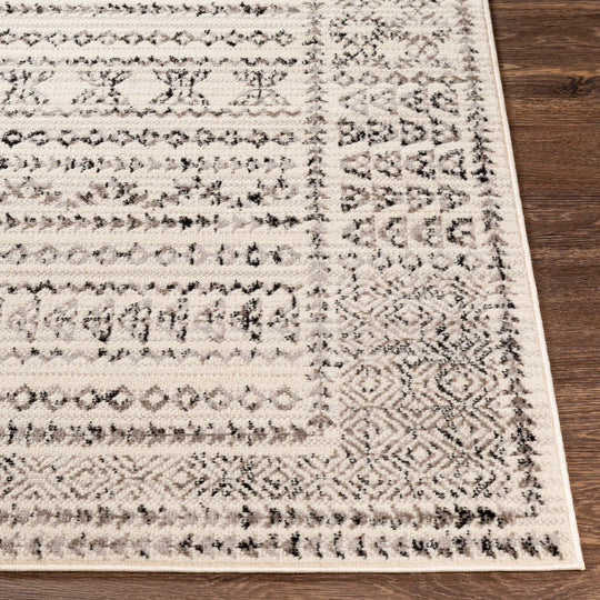 Tapis de Couloir Scandinave Bohème Blanc/Noir Ipoh