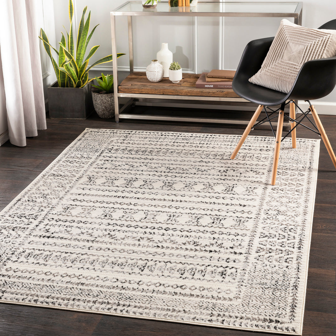 Tapis Scandinave Bohème Blanc/Noir Ipoh