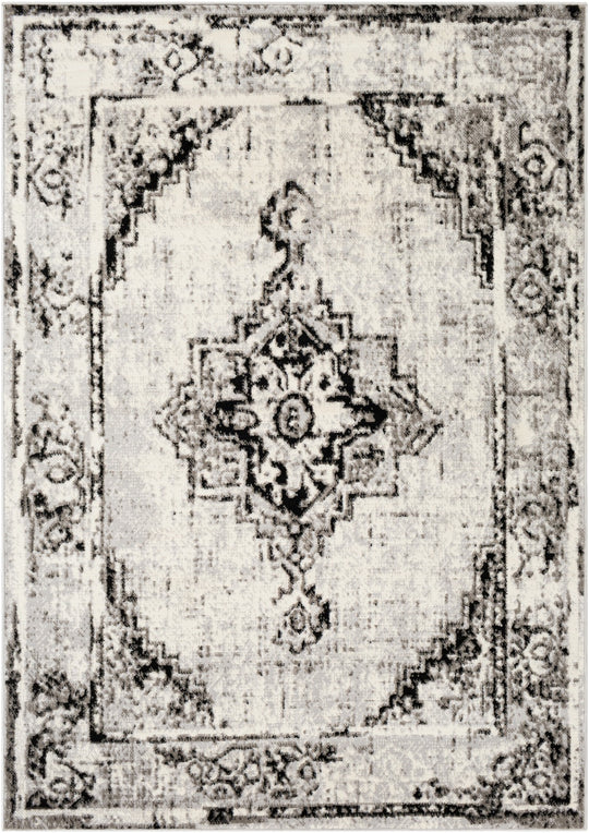 Tapis Vintage Oriental Blanc/Gris/Noir Jaqart