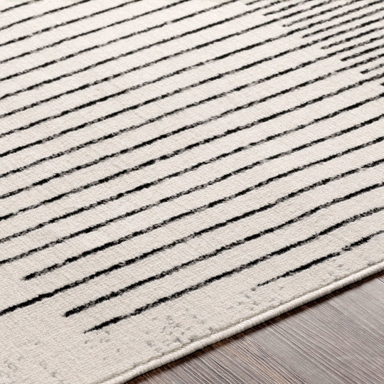 Tapis Rond Scandinave Moderne Blanc/Noir Rond Santiago