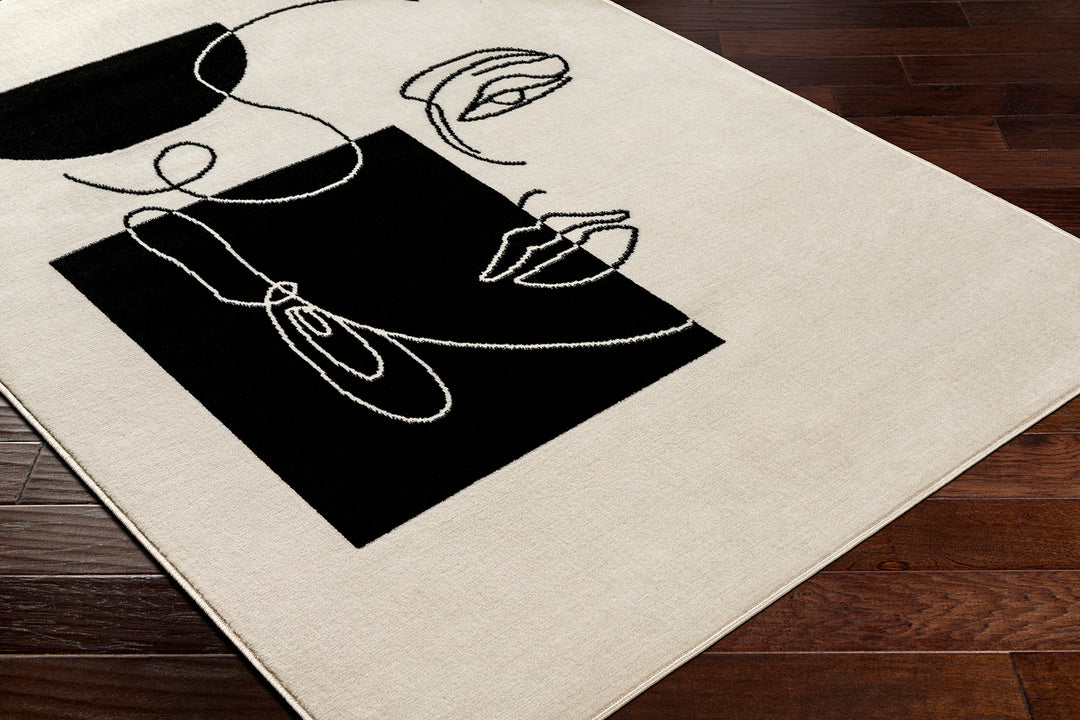 Tapis Scandinave Bohème Blanc/Noir Cobo