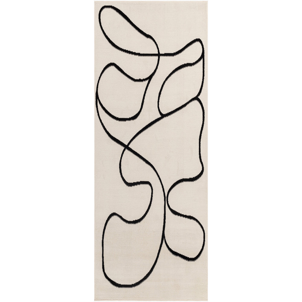 Tapis de Couloir Scandinave Bohème Blanc/Noir Kano