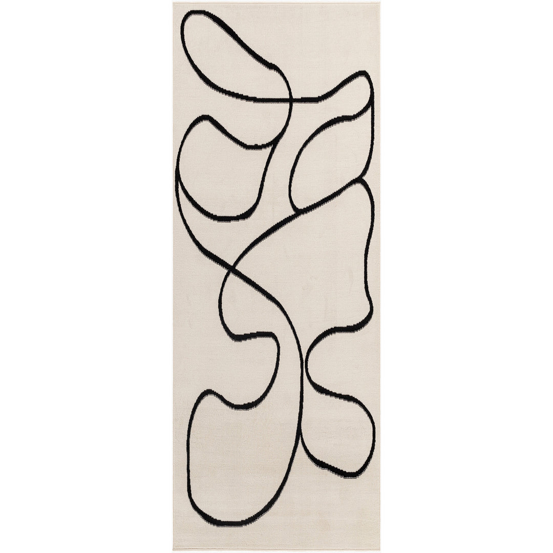 Tapis de Couloir Scandinave Bohème Blanc/Noir Kano