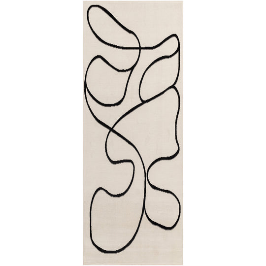 Tapis de Couloir Scandinave Bohème Blanc/Noir Kano