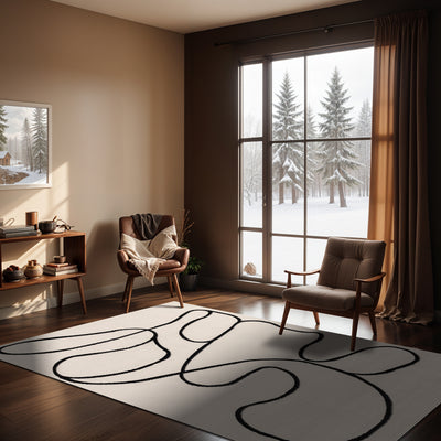 Tapis Scandinave Bohème Blanc/Noir Kano