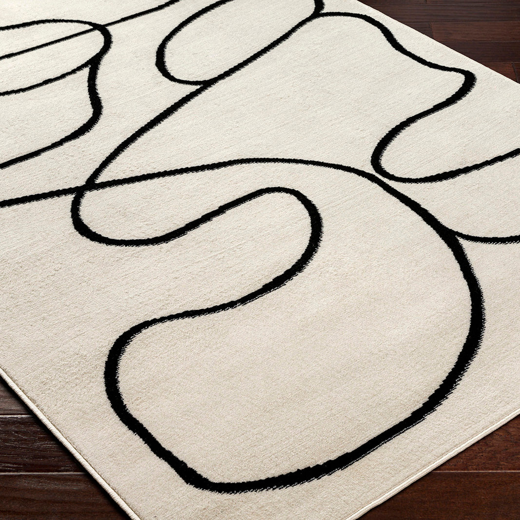 Tapis Scandinave Bohème Blanc/Noir Kano