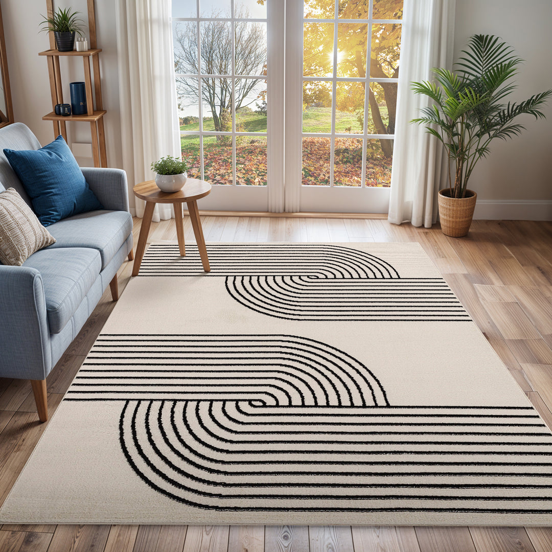 Tapis Scandinave Moderne Blanc/Noir Dehli