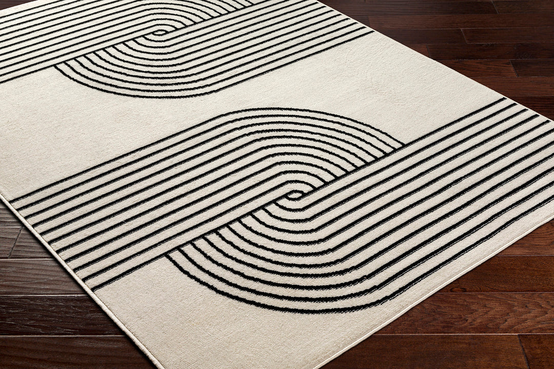 Tapis de Couloir Scandinave Moderne Blanc/Noir Dehli