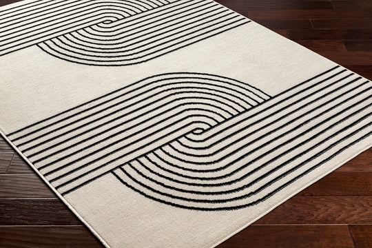 Tapis de Couloir Scandinave Moderne Blanc/Noir Dehli