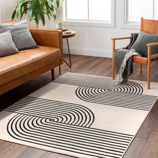Tapis Scandinave Moderne Blanc/Noir Dehli