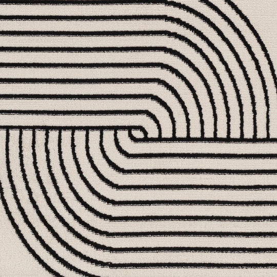 Tapis de Couloir Scandinave Moderne Blanc/Noir Dehli