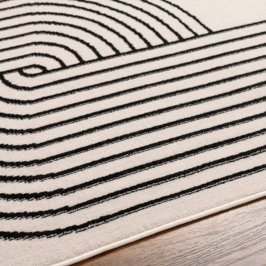 Tapis de Couloir Scandinave Moderne Blanc/Noir Dehli