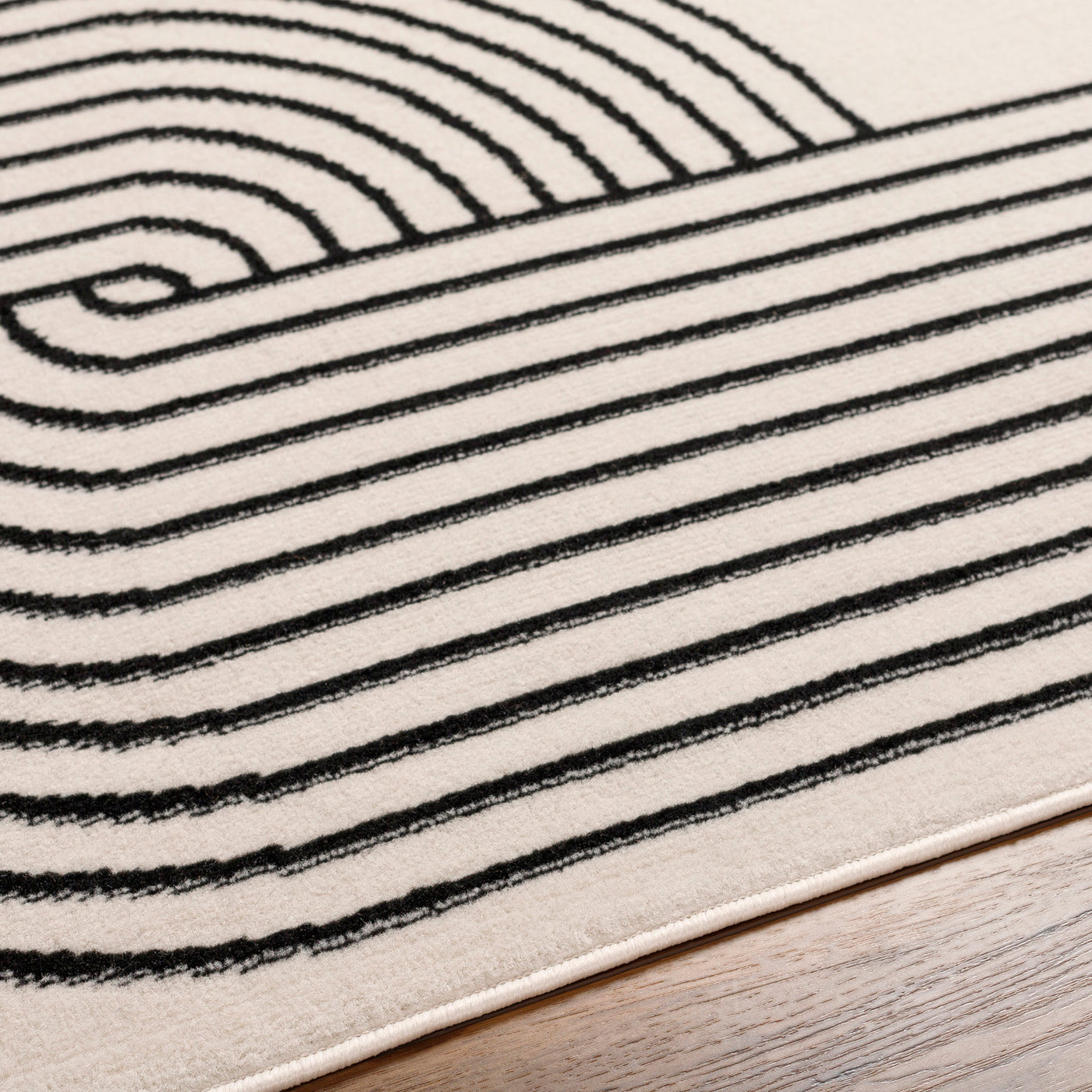 Tapis de Couloir Scandinave Moderne Blanc/Noir Dehli