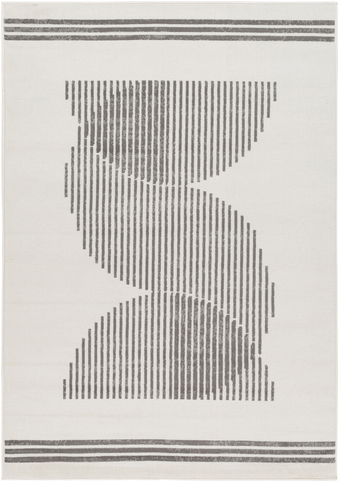 Tapis SURYA Kobe scandinave moderne, motif lignes verticales sinueuses, blanc cassé et gris, vue 2