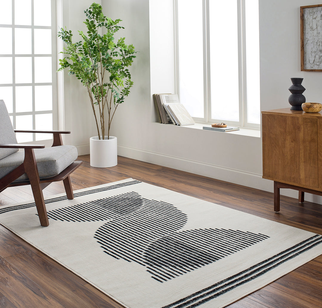 Tapis Scandinave Moderne Blanc/Noir Kobe