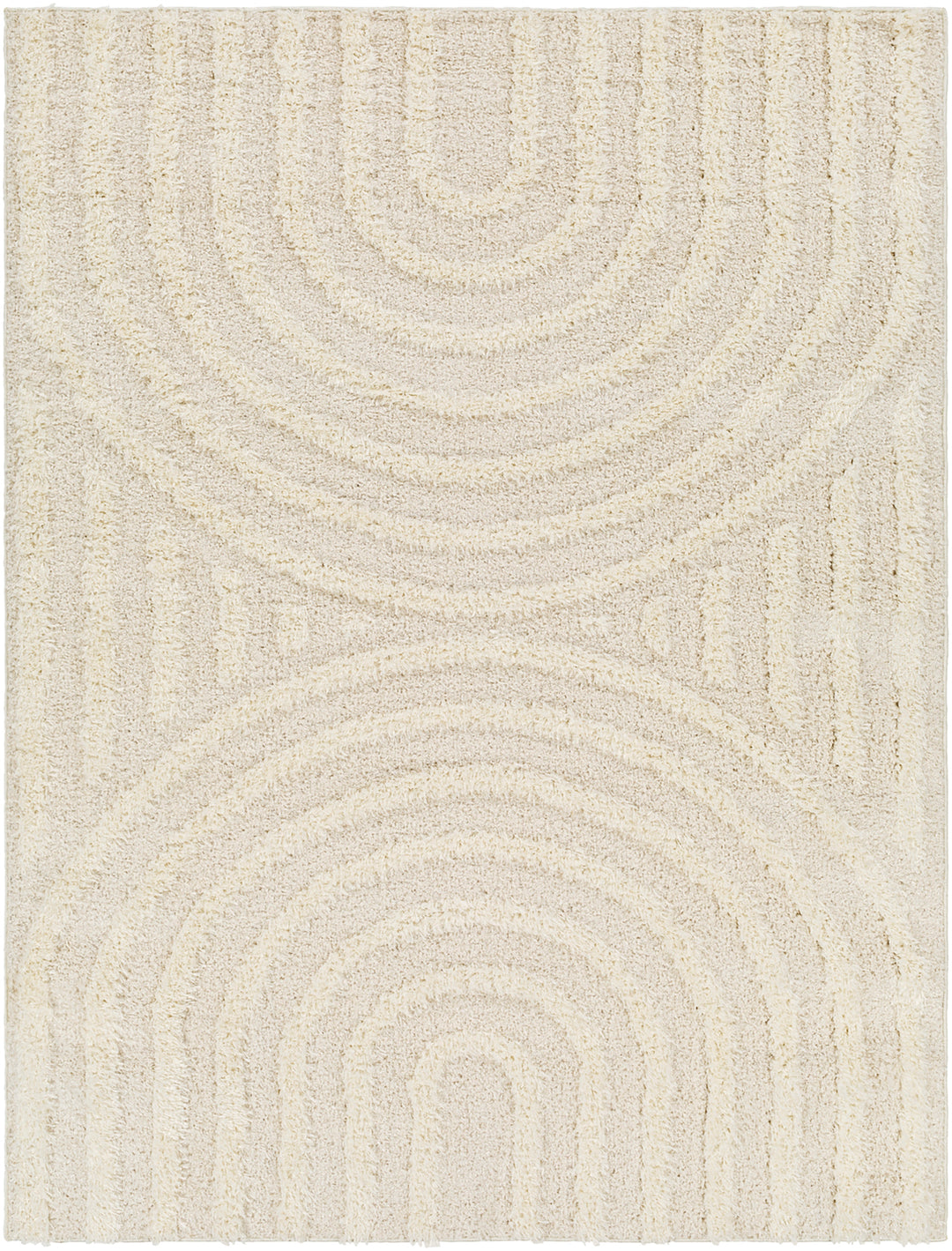 Tapis Shaggy Moderne Beige/Blanc