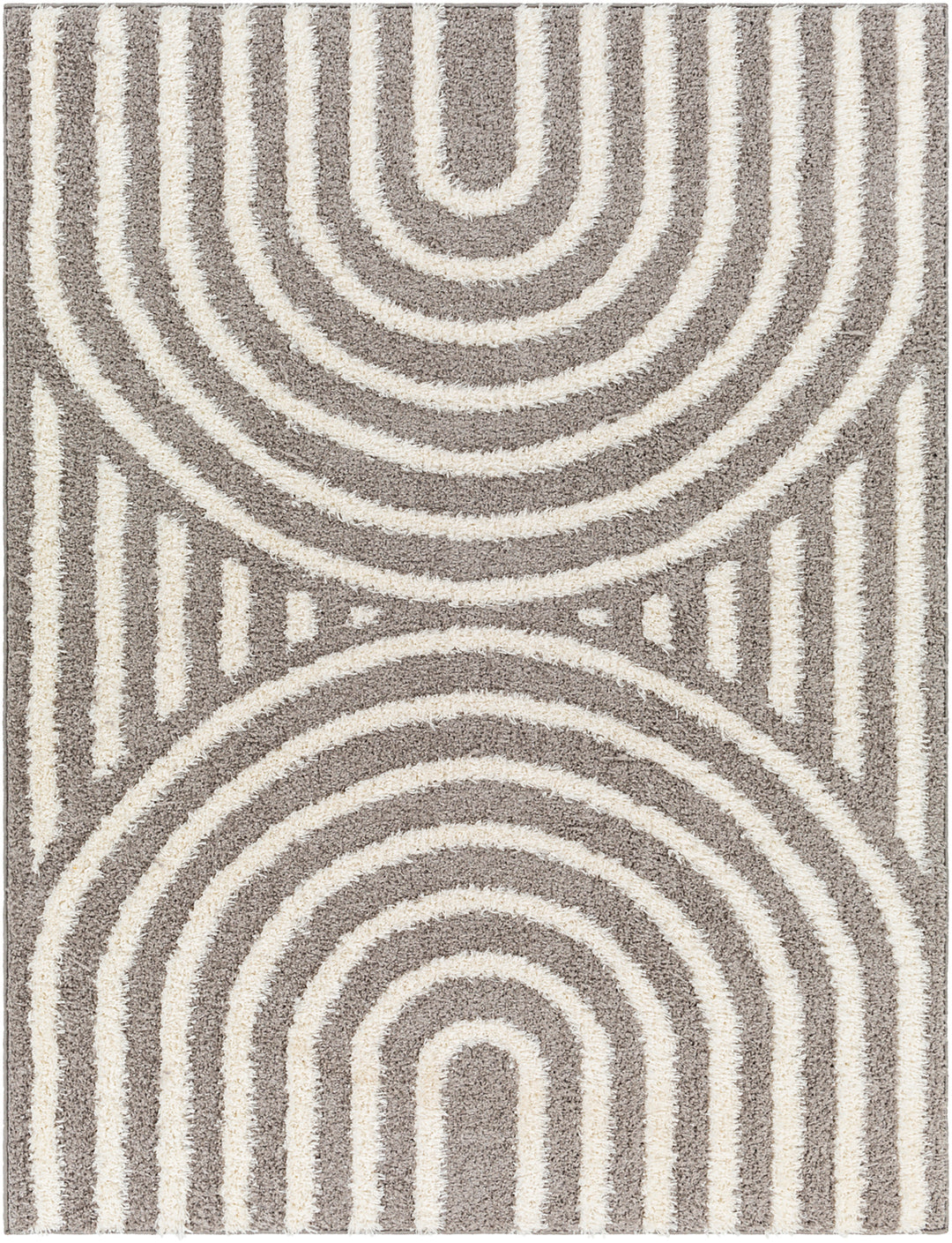 Tapis Shaggy Moderne Gris Foncé/Blanc