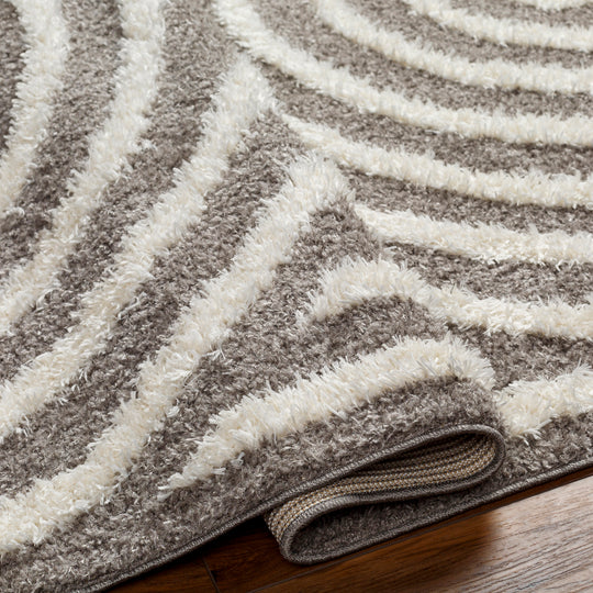Tapis Shaggy Moderne Gris Foncé/Blanc