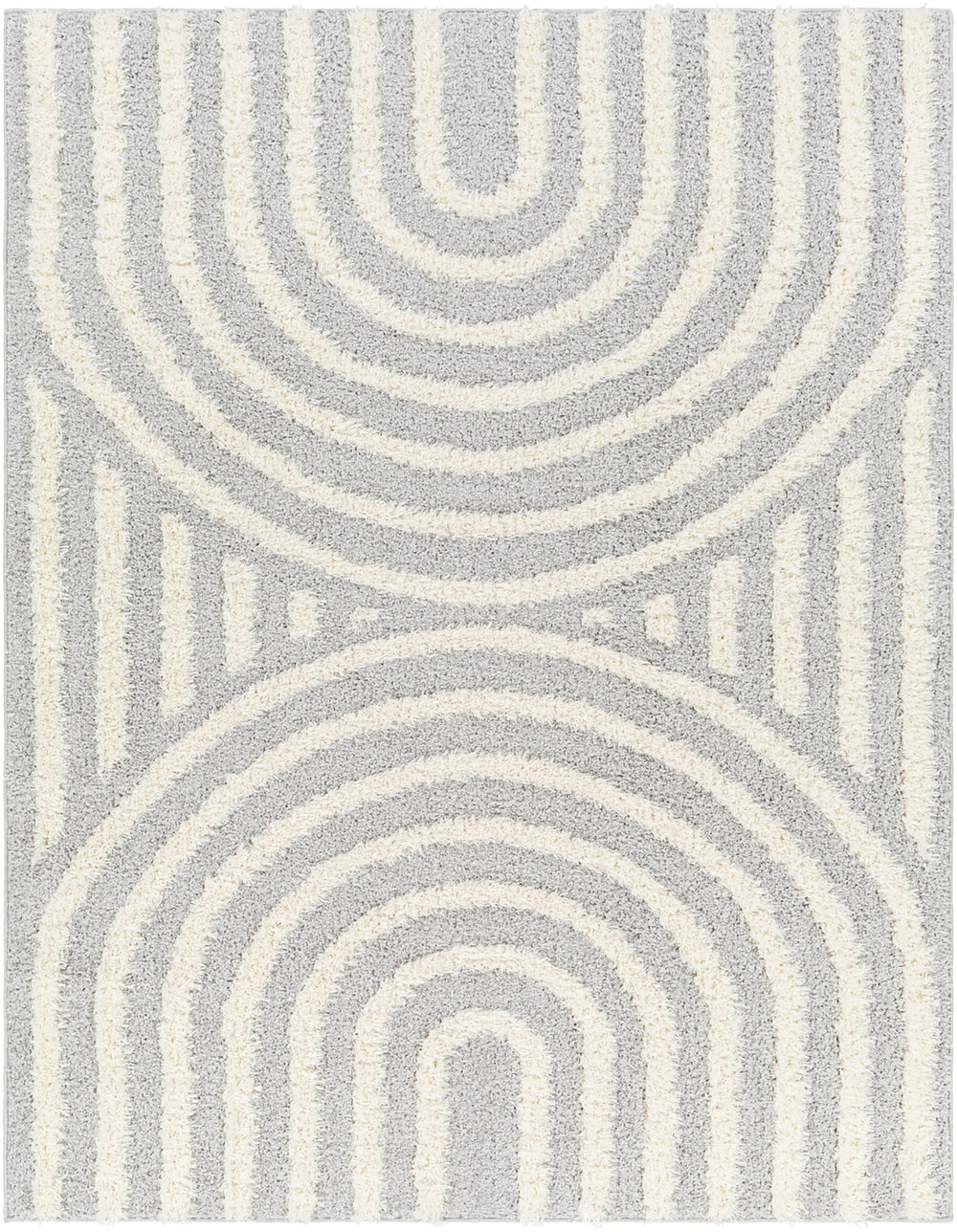 Tapis Shaggy Moderne Gris Clair/Blanc