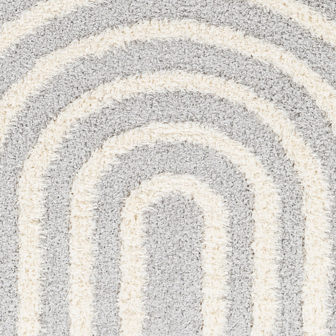 Tapis Shaggy Moderne Gris Clair/Blanc