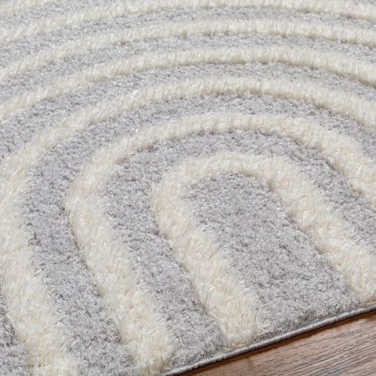 Tapis Shaggy Moderne Gris Clair/Blanc