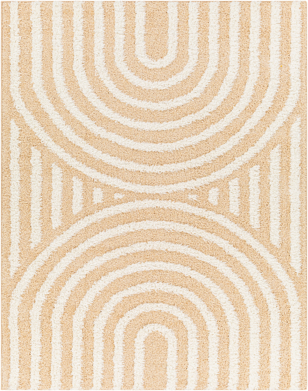 Tapis Shaggy Moderne Jaune/Blanc