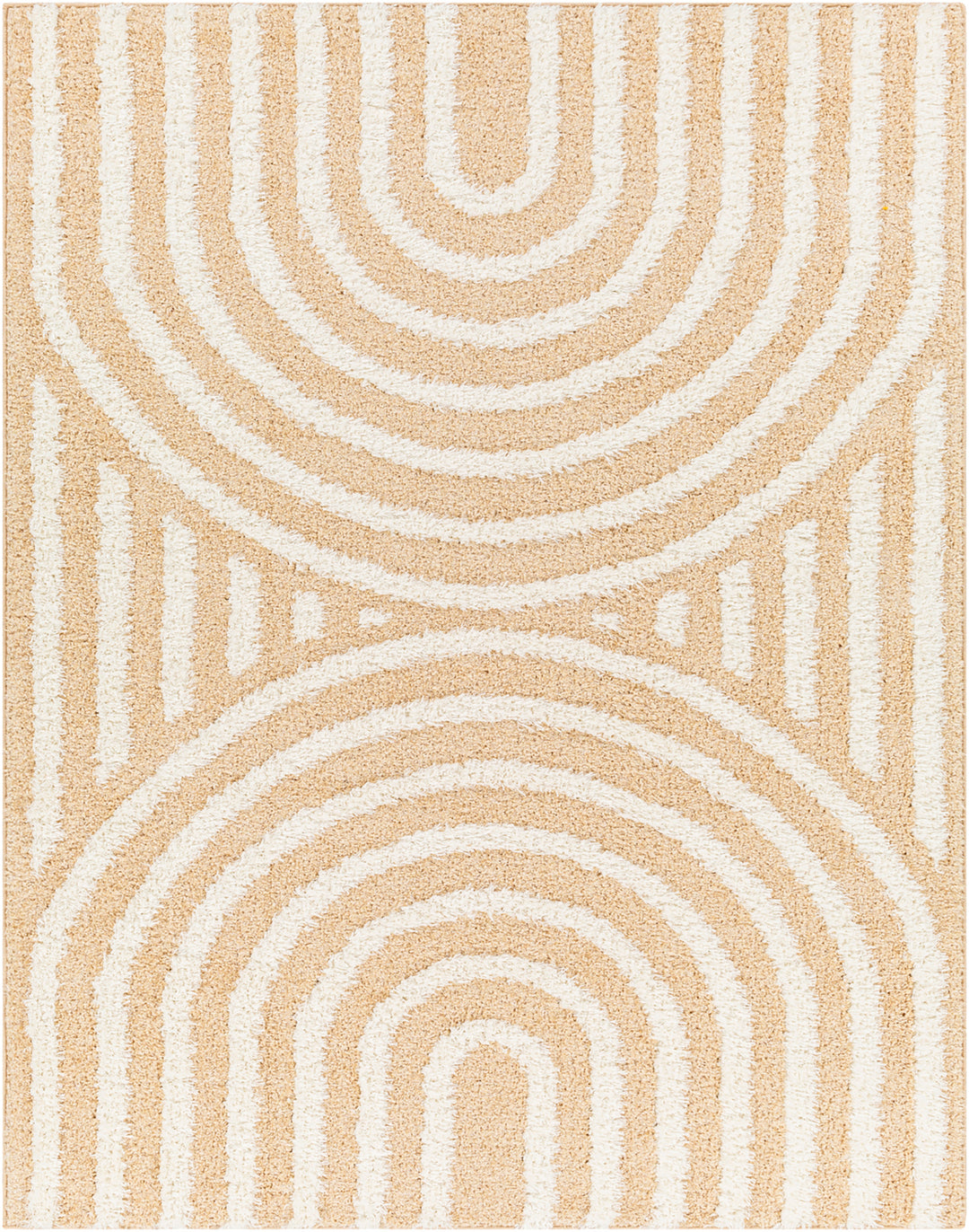 Tapis Shaggy Moderne Jaune/Blanc