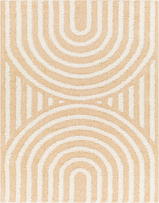 Tapis Shaggy Moderne Jaune/Blanc