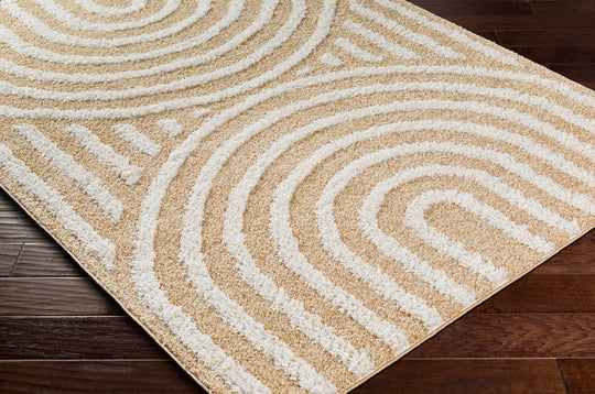 Tapis Shaggy Moderne Jaune/Blanc