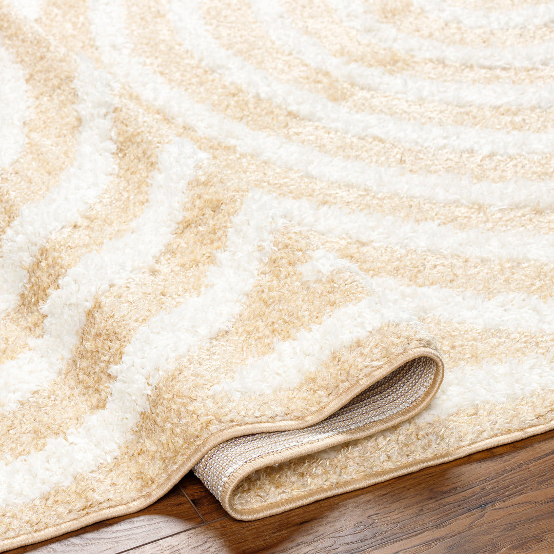 Tapis Shaggy Moderne Jaune/Blanc