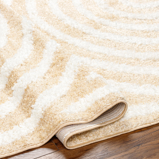 Tapis Shaggy Moderne Jaune/Blanc