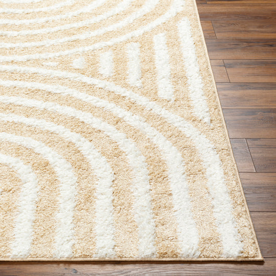 Tapis Shaggy Moderne Jaune/Blanc