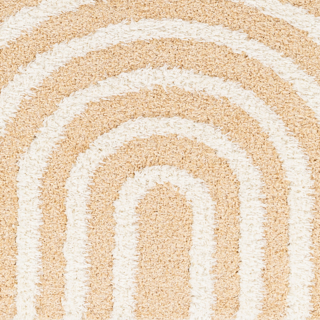 Tapis Shaggy Moderne Jaune/Blanc