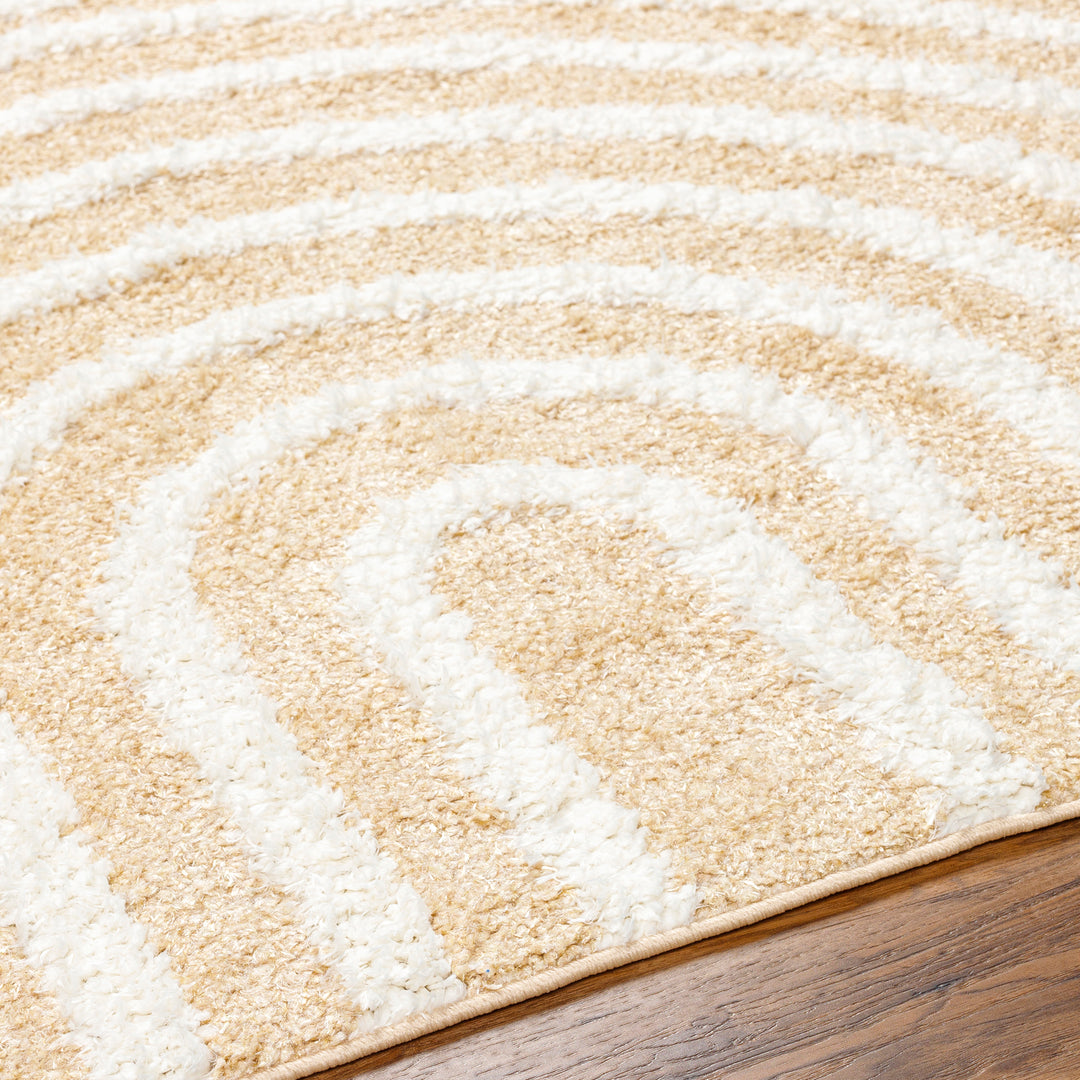 Tapis Shaggy Moderne Jaune/Blanc