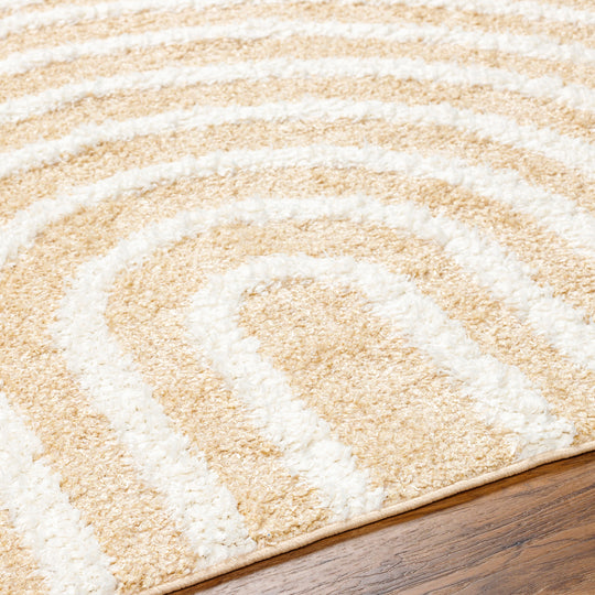 Tapis Shaggy Moderne Jaune/Blanc