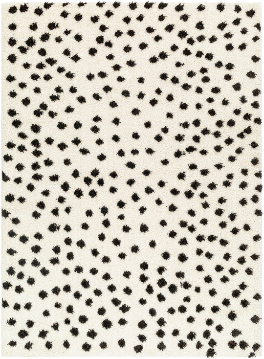 Tapis Shaggy à Pois Beige/Noir