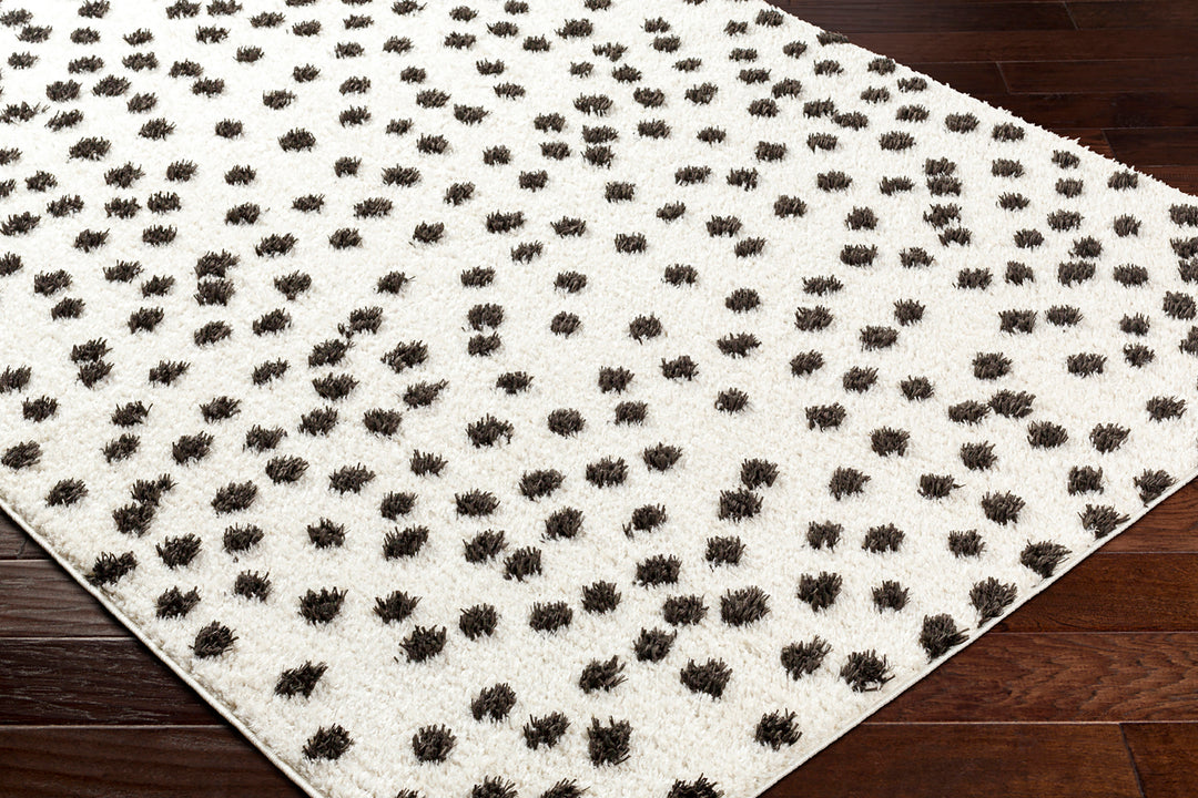 Tapis Shaggy à Pois Beige/Noir